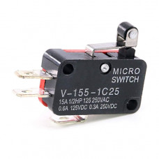 Кнопоч. выкл. МИКРО 15A V-155-1C25  3pin, пластина + ролик 10мм